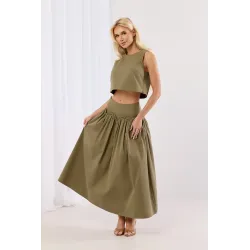 Komplet z krótkim topem i spódnicą maxi