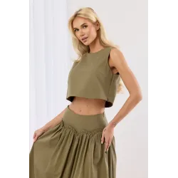 Komplet z krótkim topem i spódnicą maxi