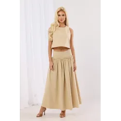 Komplet z krótkim topem i spódnicą maxi