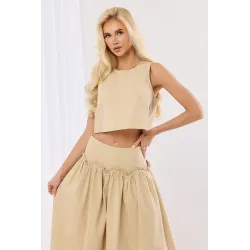 Komplet z krótkim topem i spódnicą maxi