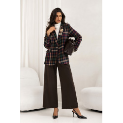 MARYNARKA W KOLOROWĄ KRATĘ Z BROSZKAMI