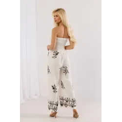 Kombinezon boho z haftem i marszczonym gorsetem
