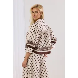 Komplet oversize z koszulą i spodniami typu kuloty w grochy