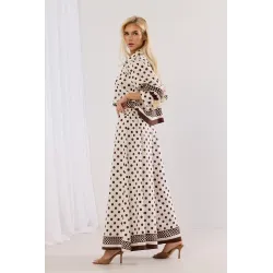 Komplet oversize z koszulą i spodniami typu kuloty w grochy