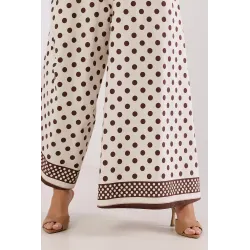 Komplet oversize z koszulą i spodniami typu kuloty w grochy