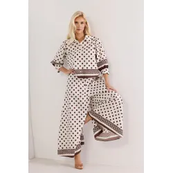 Komplet oversize z koszulą i spodniami typu kuloty w grochy