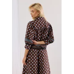 Komplet oversize z koszulą i spodniami typu kuloty w grochy