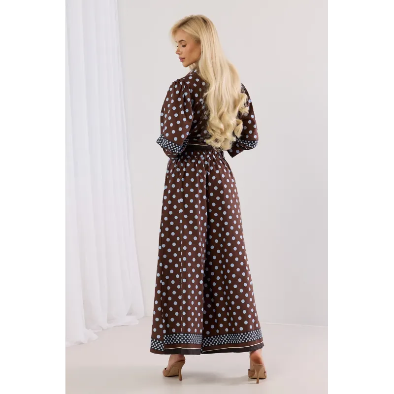 Komplet oversize z koszulą i spodniami typu kuloty w grochy