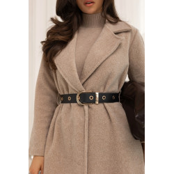 PŁASZCZ O PROSTYM KROJU Z PASKIEM