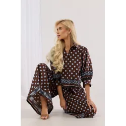Komplet oversize z koszulą i spodniami typu kuloty w grochy