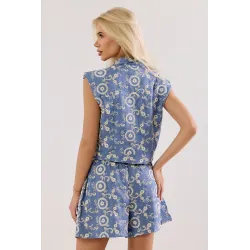 Wiskozowy komplet z kamizelką i szortami