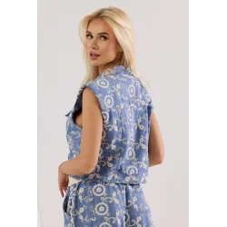 Wiskozowy komplet z kamizelką i szortami