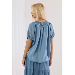 Komplet boho z bluzką i spódnicą maxi z haftem