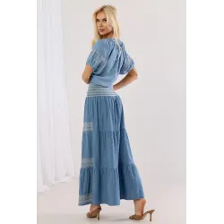 Komplet boho z bluzką i spódnicą maxi z haftem