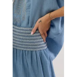 Komplet boho z bluzką i spódnicą maxi z haftem