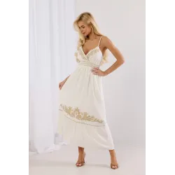 Sukienka maxi na ramiączkach z ozdobnym haftem
