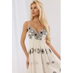 Letnia sukienka maxi w stylu boho z haftem