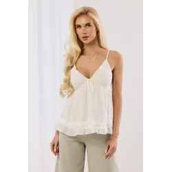 Top na ramiączkach z baskinką i falbaną