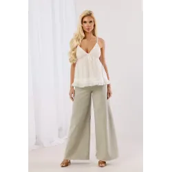 Top na ramiączkach z baskinką i falbaną