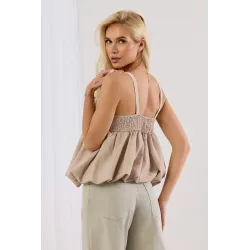 Top typu bombka z haftowanymi ramiączkami i marszczeniem