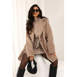 PŁASZCZ Z TKANINY BOUCLE O OVERSIZOWYM KROJU