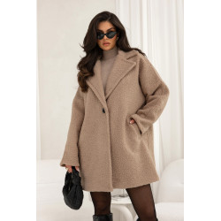 PŁASZCZ Z TKANINY BOUCLE O OVERSIZOWYM KROJU