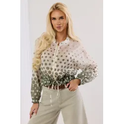Transparentna kurtka w kropki z ozdobnym ściągaczem