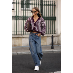 KRÓTKI KARDIGAN Z GRUBYM SPLOTEM