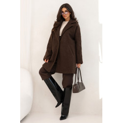 PŁASZCZ Z TKANINY BOUCLE O OVERSIZOWYM KROJU