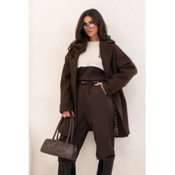 PŁASZCZ Z TKANINY BOUCLE O OVERSIZOWYM KROJU