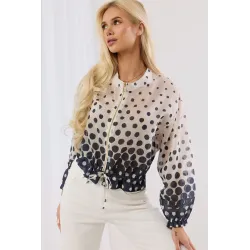 Transparentna kurtka w kropki z ozdobnym ściągaczem