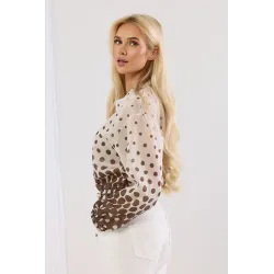 Transparentna kurtka w kropki z ozdobnym ściągaczem