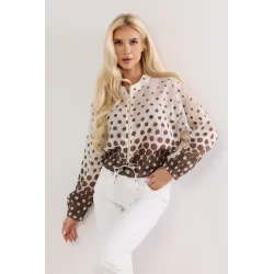 Transparentna kurtka w kropki z ozdobnym ściągaczem