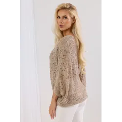 Ażurowy kardigan oversize z ozdobnym splotem i szerokimi rękawami