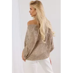 Ażurowy kardigan oversize z ozdobnym splotem i szerokimi rękawami