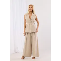 Kamizelka garniturowa z paskiem w talii