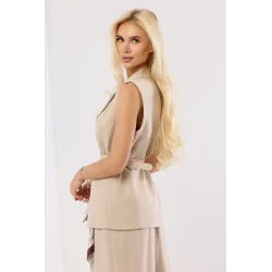 Kamizelka garniturowa z paskiem w talii