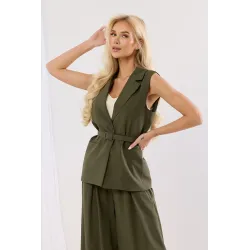 Kamizelka garniturowa z paskiem w talii