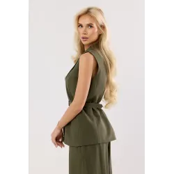 Kamizelka garniturowa z paskiem w talii