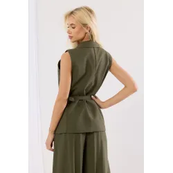 Kamizelka garniturowa z paskiem w talii