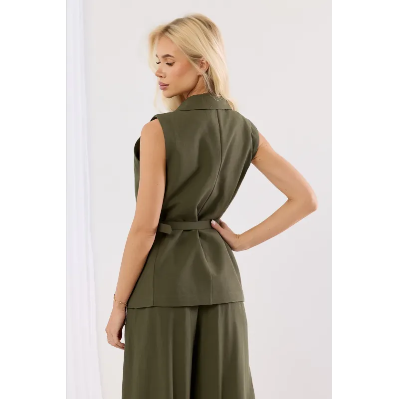 Kamizelka garniturowa z paskiem w talii