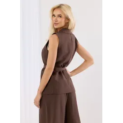 Kamizelka garniturowa z paskiem w talii