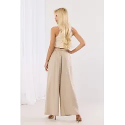 Wiskozowe spodnie typu palazzo z zakładkami
