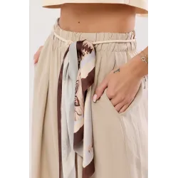 Wiskozowe spodnie typu palazzo z zakładkami