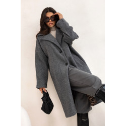 FLAUSZOWY PŁASZCZ O LUŹNYM KROJU