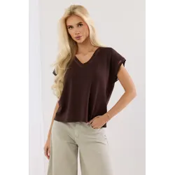 Bluzka z krótkim rękawem i ażurową wstawką