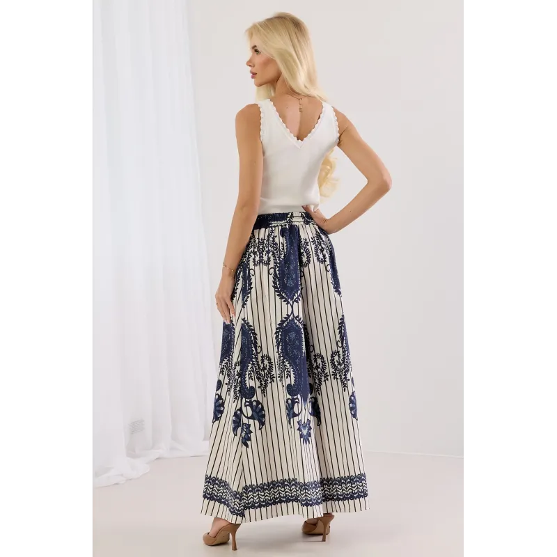 Szerokie spodnie kuloty z motywem paisley