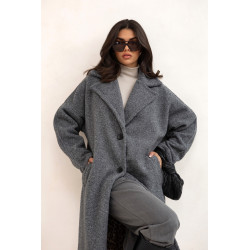 FLAUSZOWY PŁASZCZ O LUŹNYM KROJU