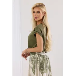 Bluzka z krótkim rękawem i ażurową wstawką