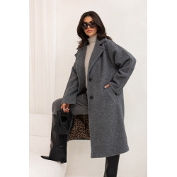 FLAUSZOWY PŁASZCZ O LUŹNYM KROJU